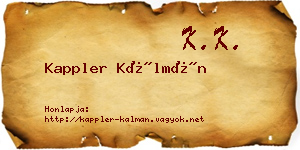 Kappler Kálmán névjegykártya